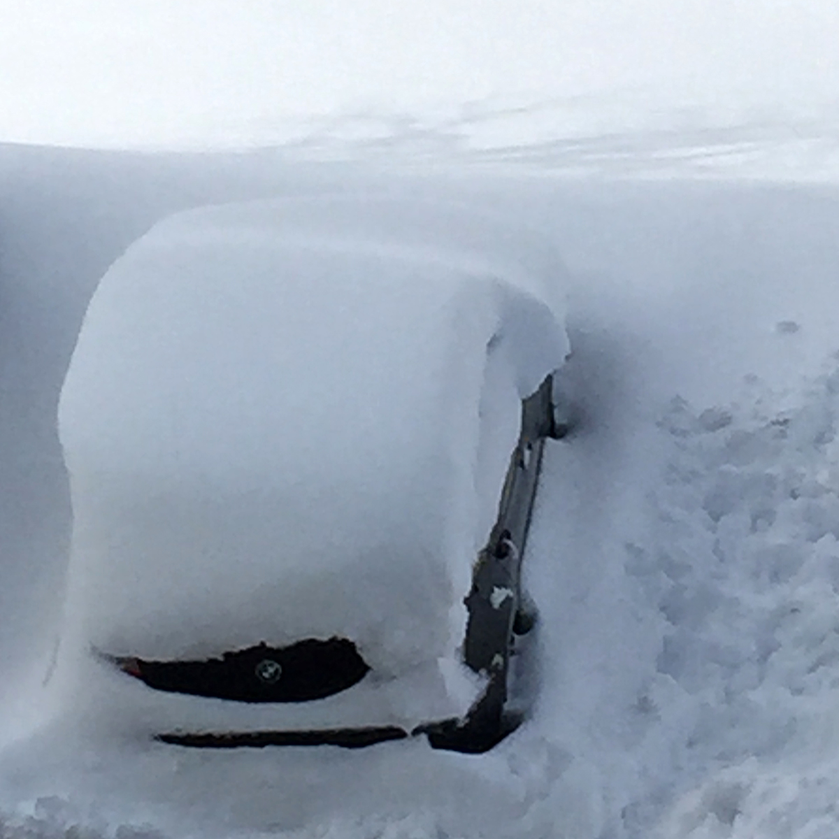 Auto unter Schneemassen