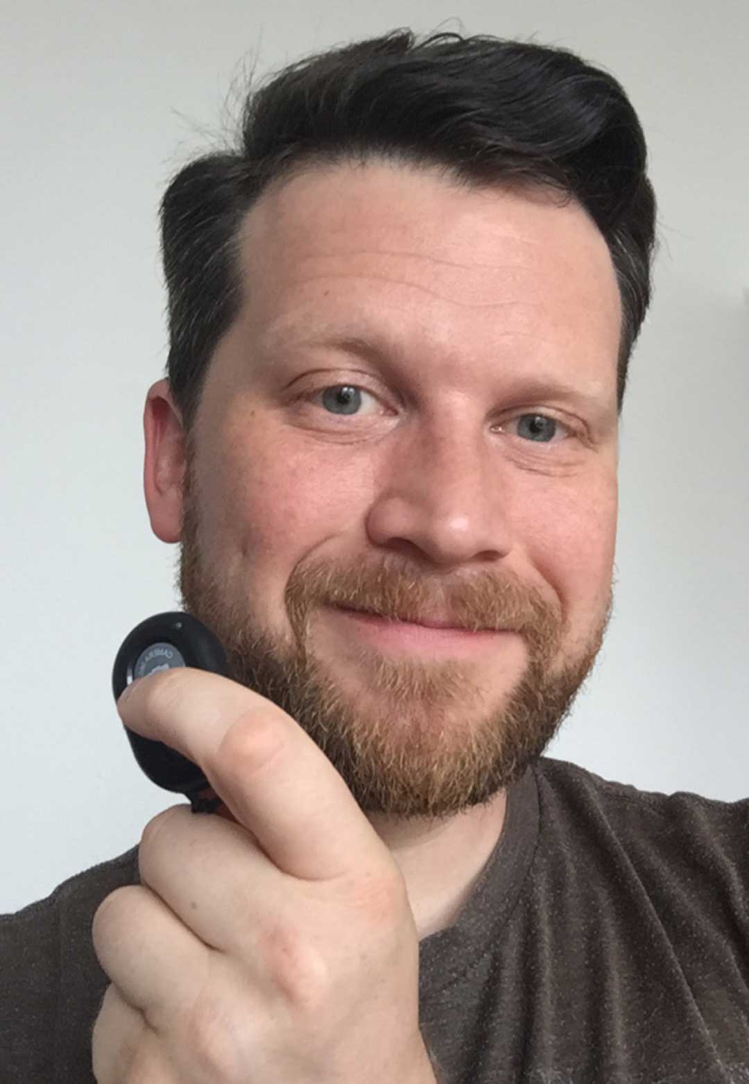 Ich halte den Fernauslöser in der Hand