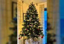 Ein bunt geschmückter Weihnachtsbaum