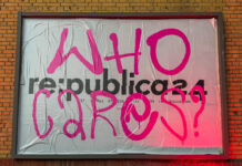 Ein Plakat mit der Aufschrift "Republica 24 – Who cares?"